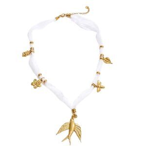 Free People Bird White Lace Cord Charm Necklace | NWOT